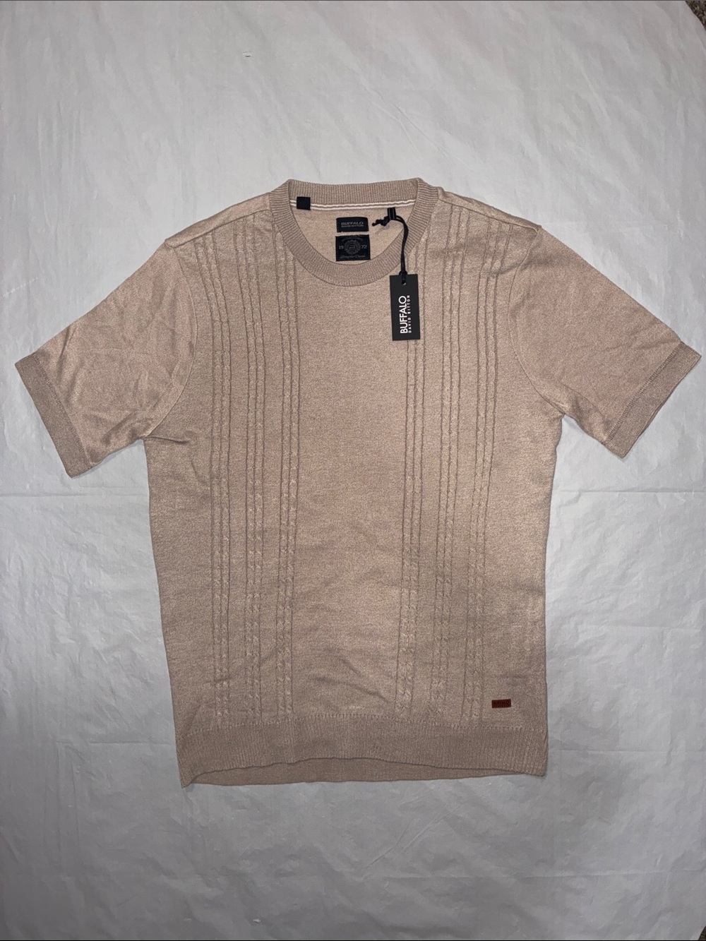 Buffalo David Bitton Men's Crewneck Short-Sleeve Sweater in Light Beige